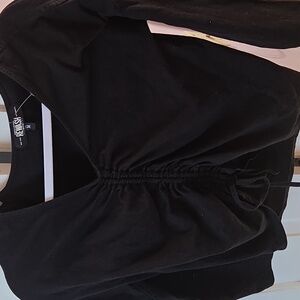 Rewash Black Ruched Long Sleeve Top